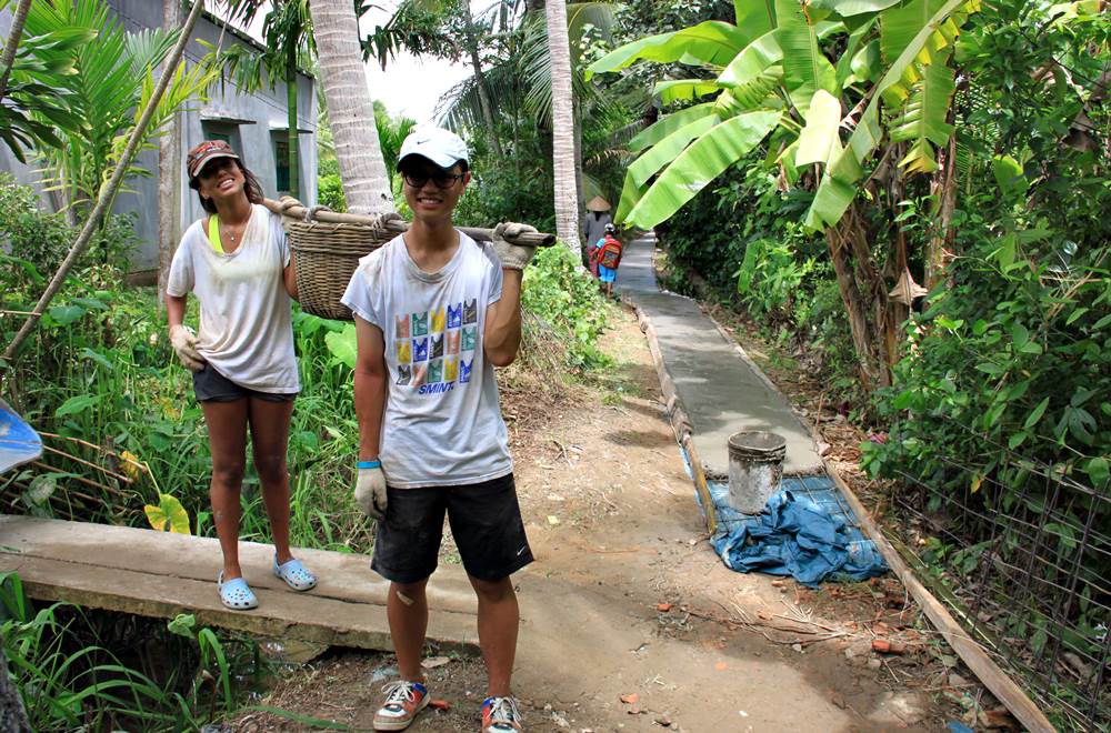Community service project in building a road